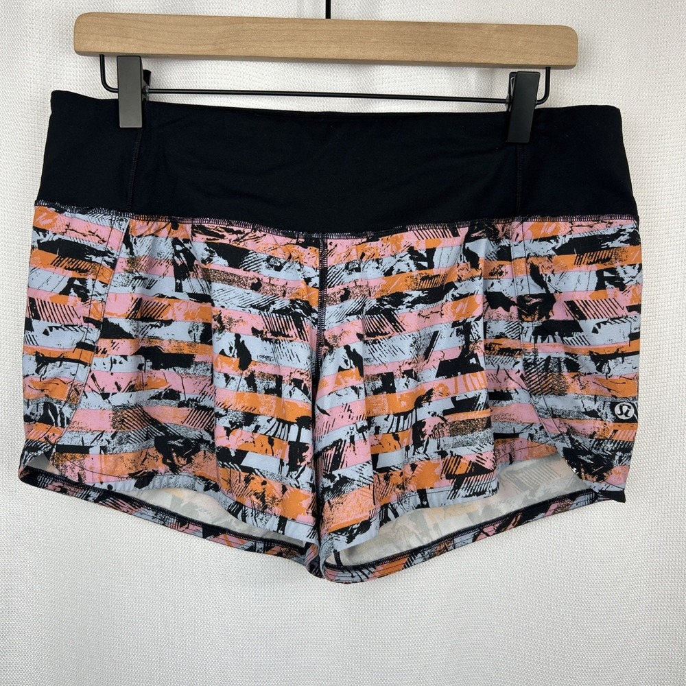 Lululemon Speed Up Shorts Womens Size 8 Multicolor Striped Athletic Running